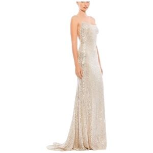 ieena for mac duggal lace up sequin dress nude/silver 26269 size 4